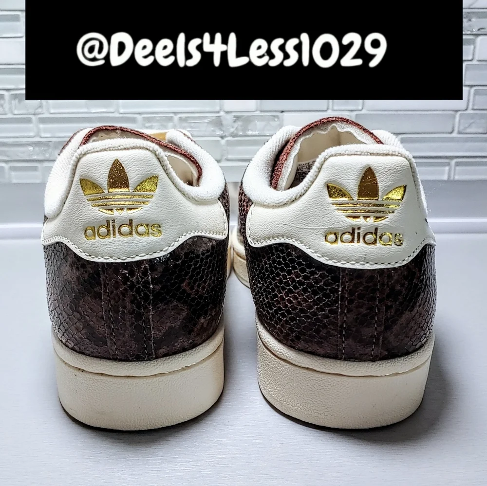 Adidas Originals Superstar 2 Snakeskin Womens Size 6.5 Cream Brown